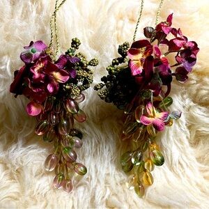 🎄Set/2 Vintage Mid-Century Lucite Grape Cluster Christmas Ornaments